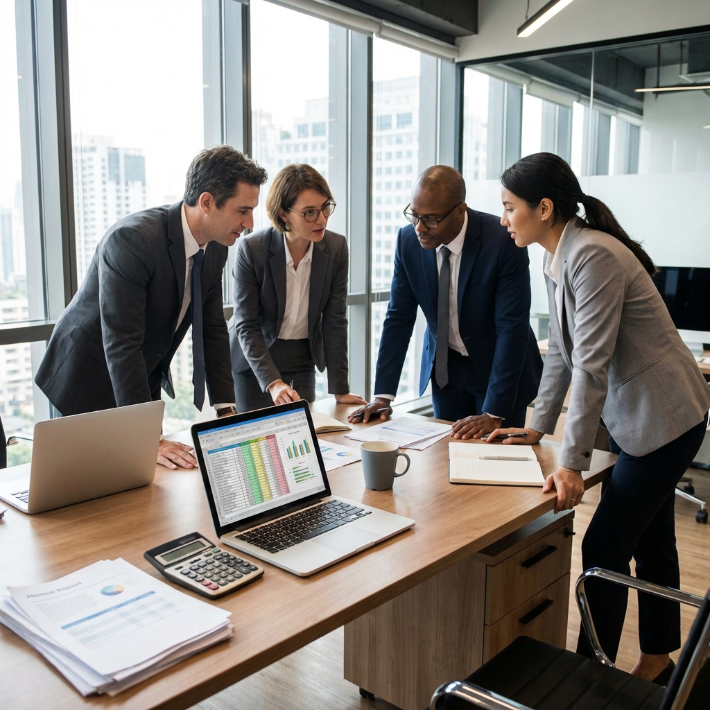 Equipo de profesionales contables trabajando