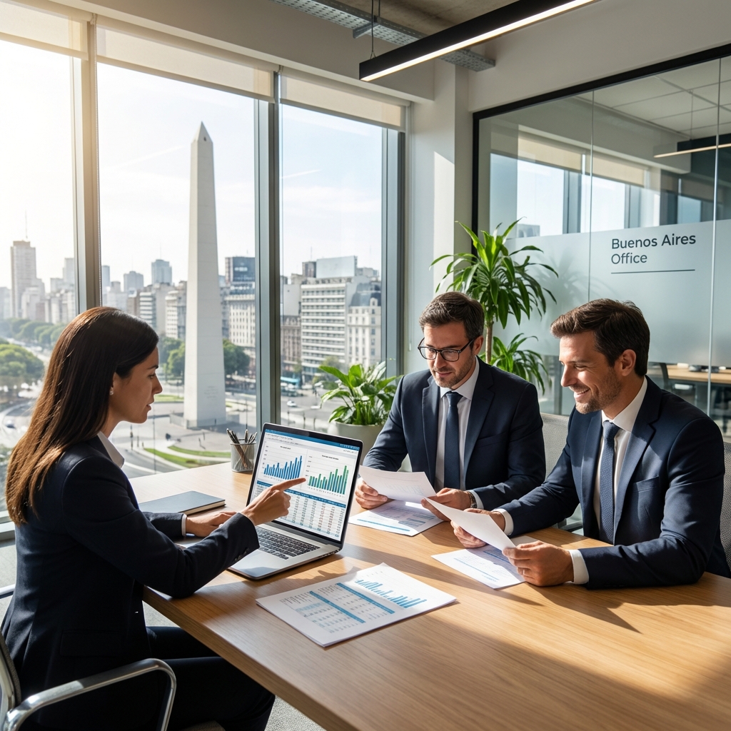 Profesionales trabajando en análisis financiero